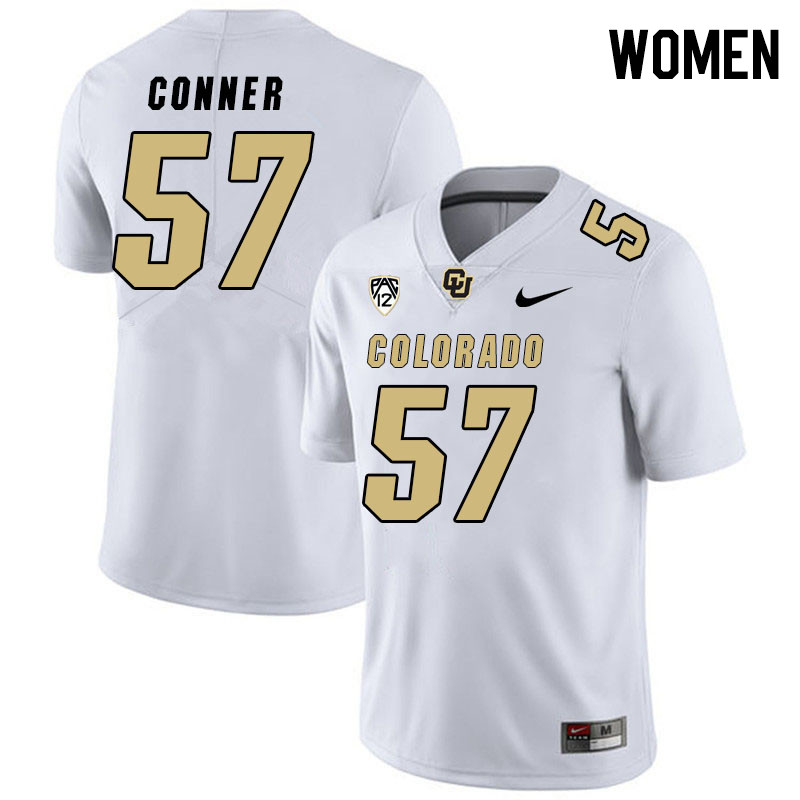 Women #57 David Conner Colorado Buffaloes College Football Jerseys Stitched Sale-White